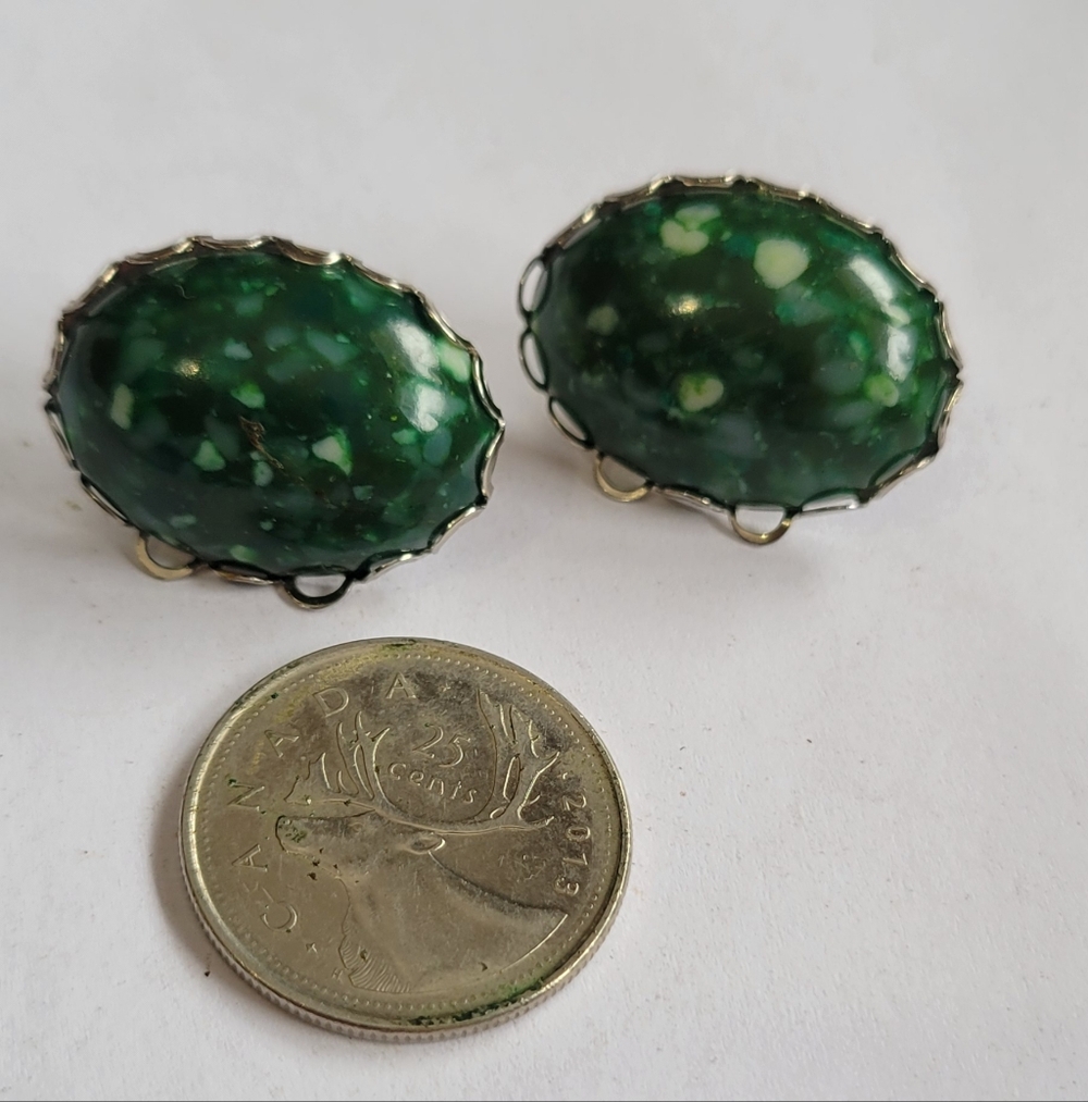 Vintage Green Pierced Earrings